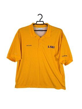 Mens LSU Columbia PFG Gold Polo Shirt Short Sleeve Vented Fishing Golf XXL